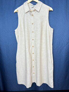 Duluth Overeasy Lightweight Tan Hemp Shirtdress, LARGE Preppy Resort Minimalist